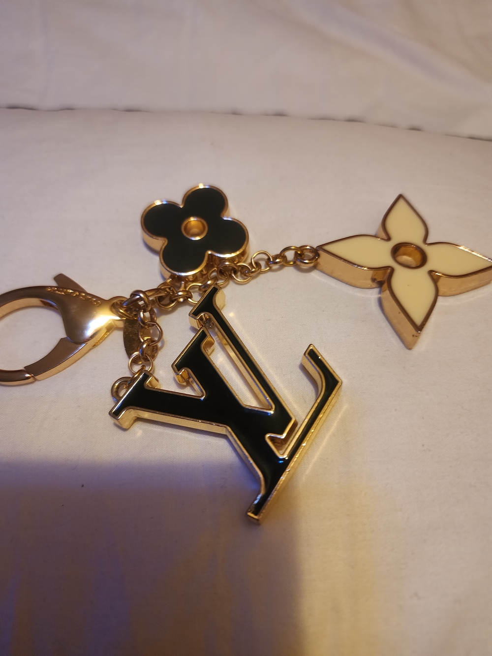 Louis Vuitton Black & Cream Enamel Monogram Key Charm